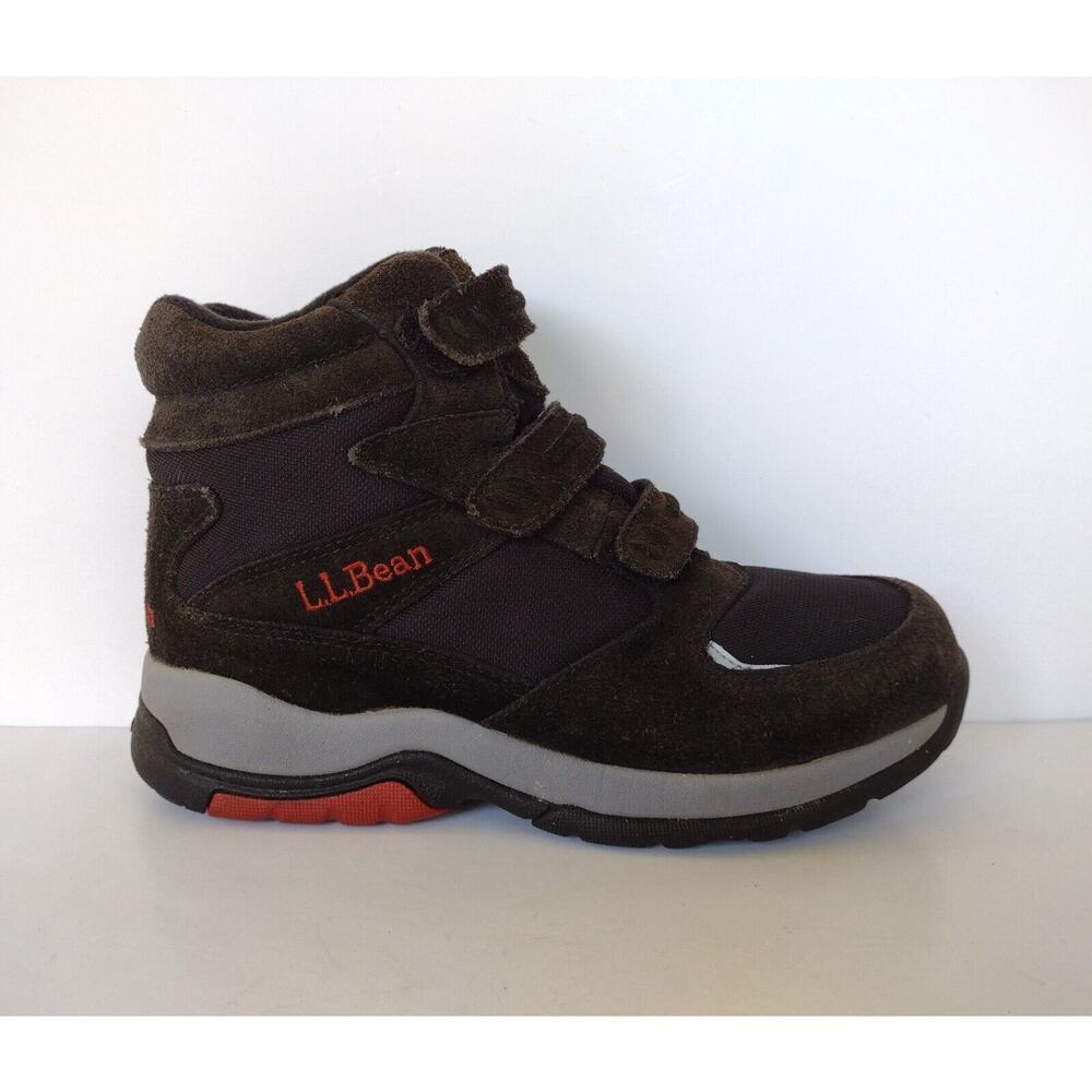 LL BEAN Womens Hiking Boots Black Suede Leather Hook & Loop Closure Size 8.5 M
